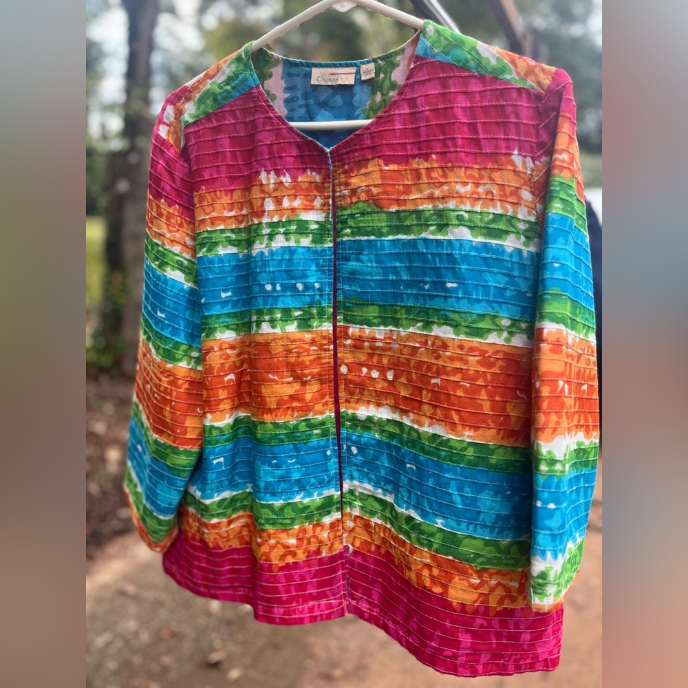 Choices Multicolor Striped  Cardigan Jacket. L